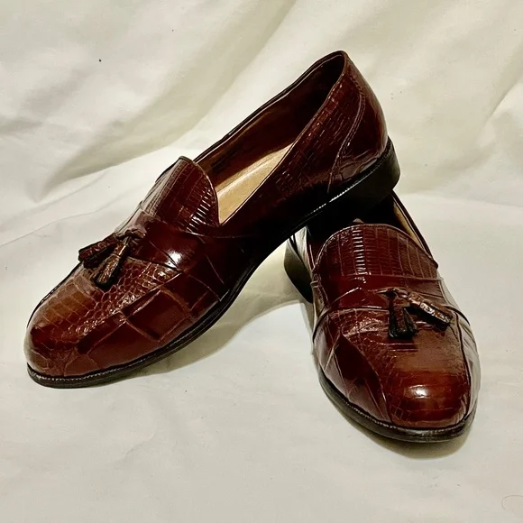 Stacy Adams Snake Skin Tassle Slip On Loafer 9.5W Vintage Stacy Adams - Etsy main image 4